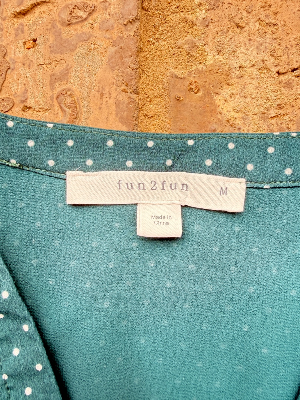 fun 2 fun Teal Polka Dot V‑Neck Cap Sleeve Blouse - Picture 2 of 3